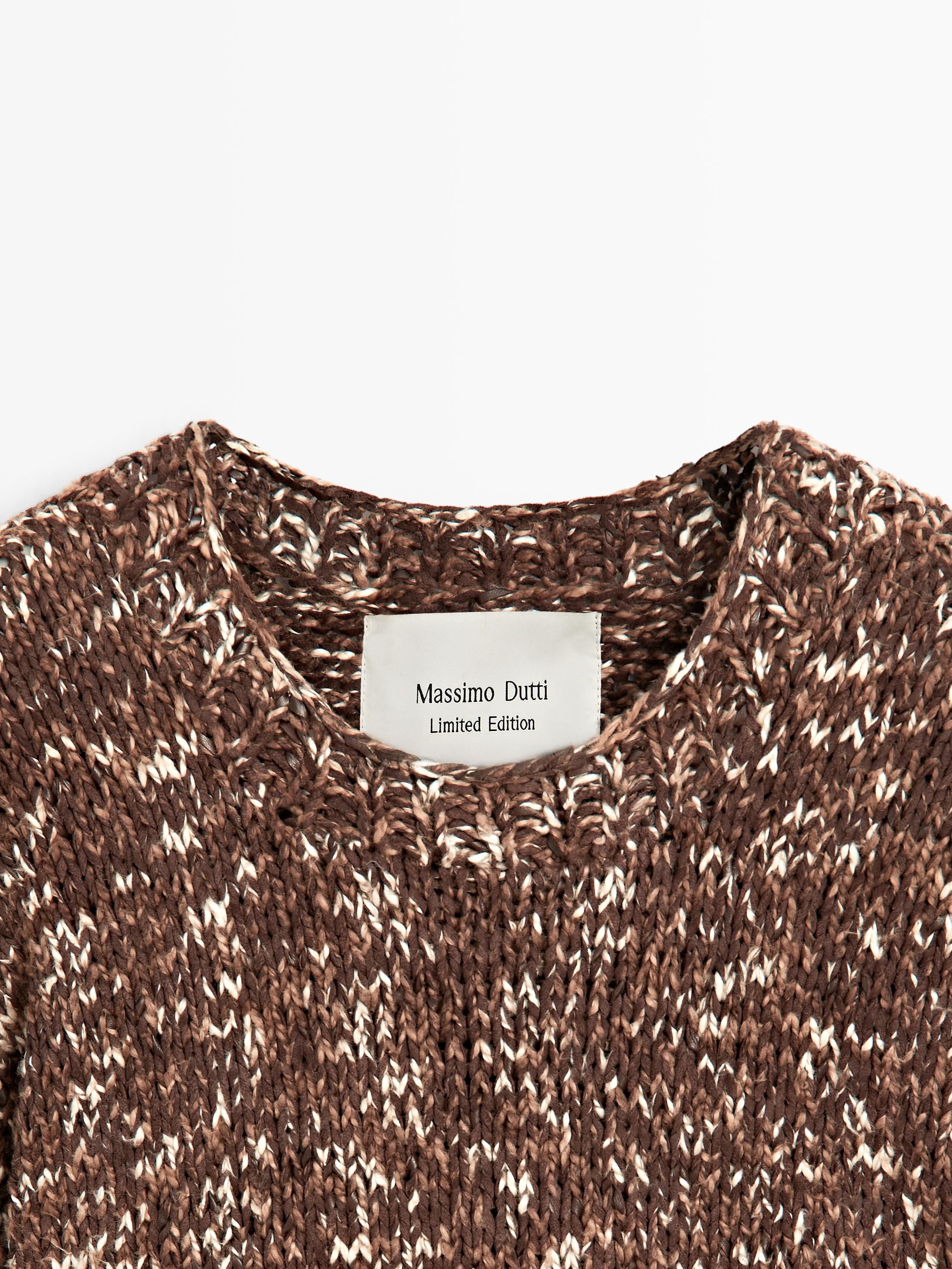 Contrast knit and leather sweater - LIMITED